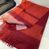Cherry Red Cashmere Plaid Scarf