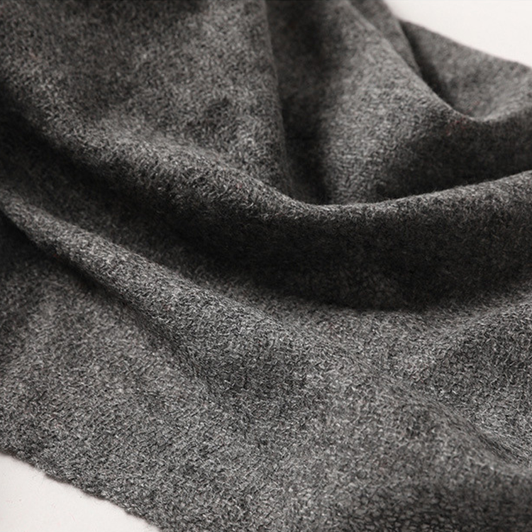 Gray Plain Scarf Woven With Yak Wool And Wool Fiber